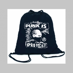 Punk is Protest ľahké sťahovacie vrecko ( batôžtek / vak ) s čiernou šnúrkou, 100% bavlna 100 g/m2, rozmery cca. 37 x 41 cm